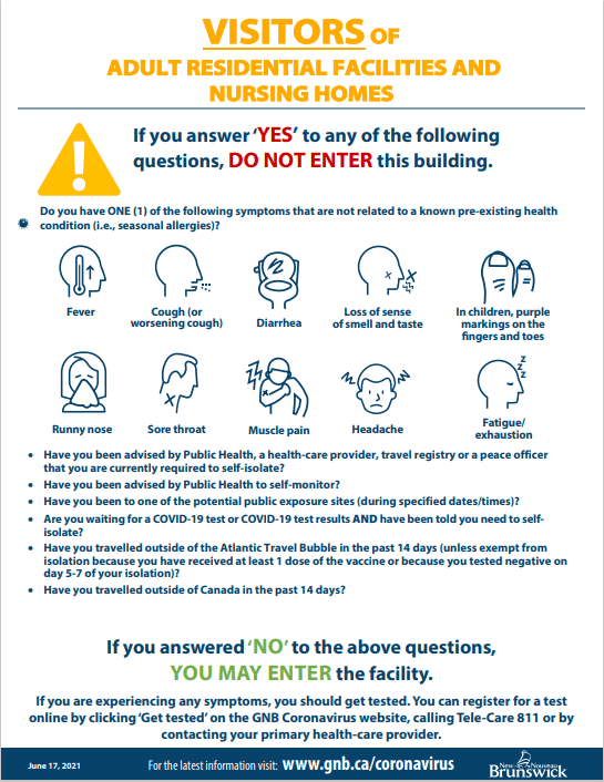 Updated COVID-19 Screening Questions