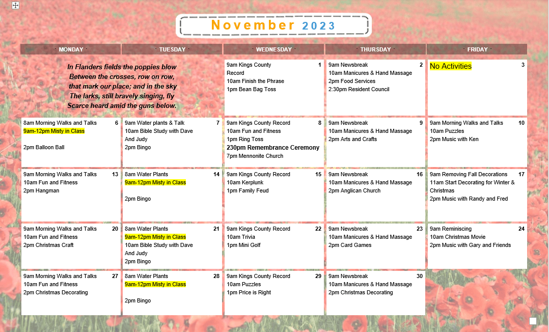 Activities - November 2023