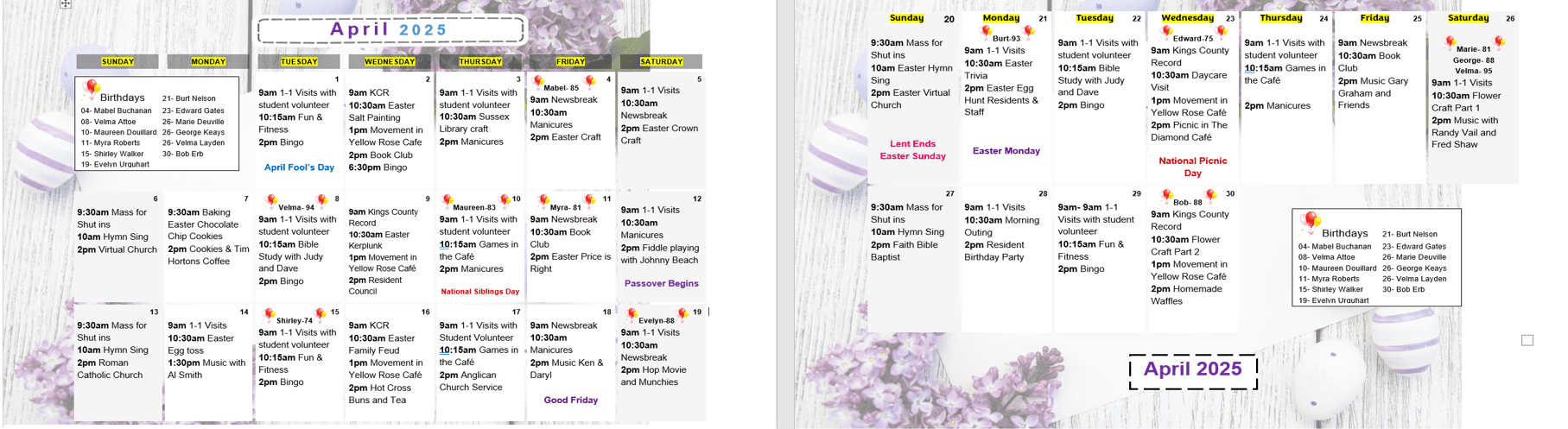 Activities - April 2025